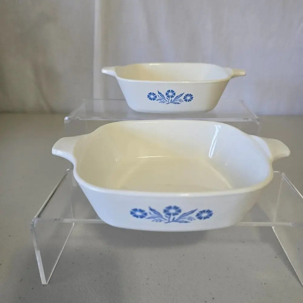 VTG Corning Ware P-41 Petite Pans 2 Blue Cornflower Mini USA Set Of 2